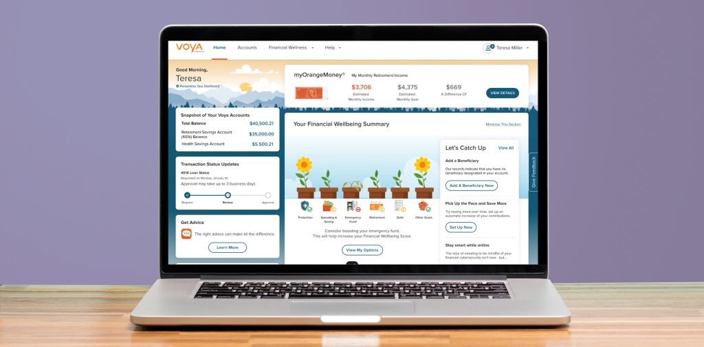 Voya Dashboard Computer Screen